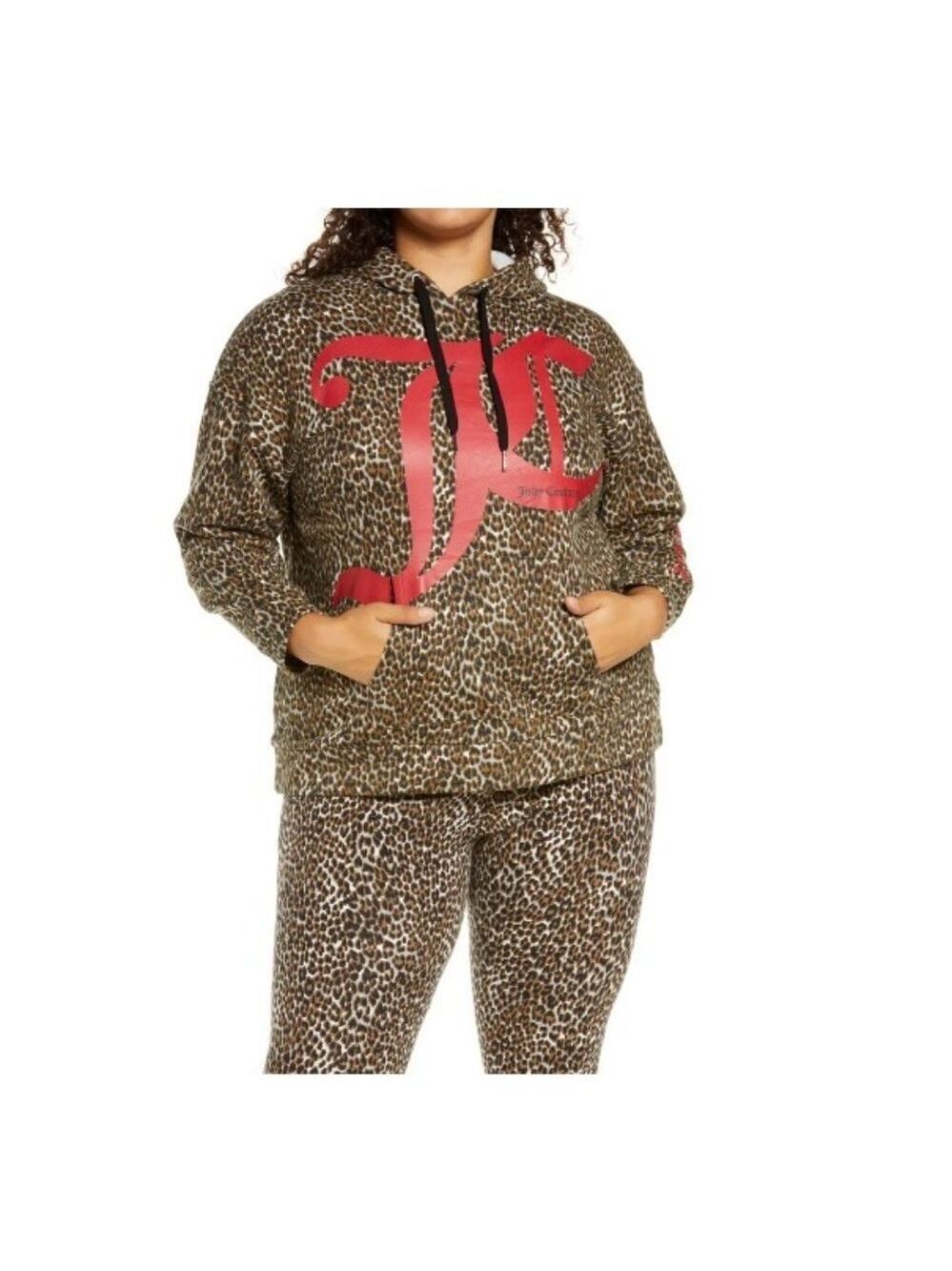 JUICY COUTURE Animal Graphic Hoodie Leopard Print Size 1X